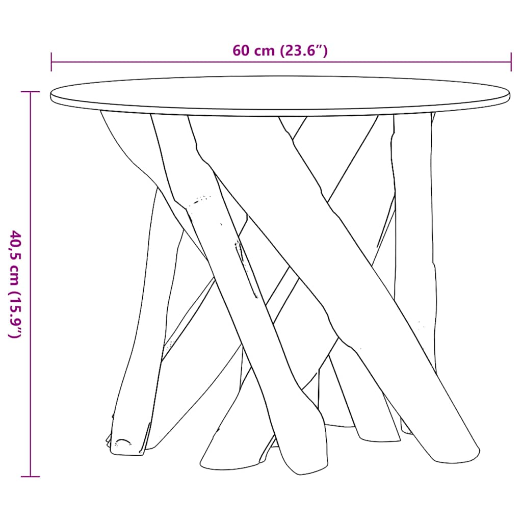 vidaXL Table basse en teck massif bois flotté 60 cm