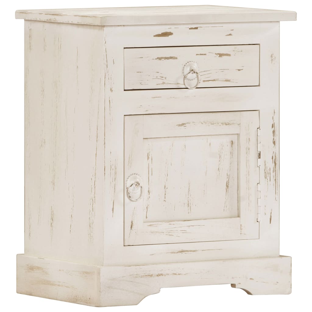 vidaXL Nachttisch Weiß 40×30×50 cm Massivholz Mango