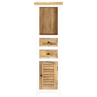 vidaXL Highboard Blanc et Marron 40x30x128 cm Bois de Manguier Massif