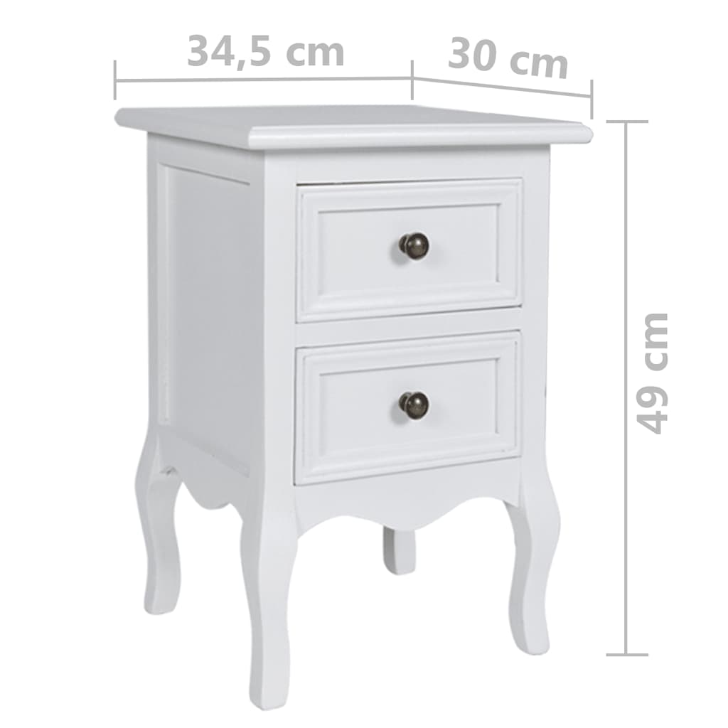 vidaXL Tables de chevet 4 pcs avec 2 tiroirs Blanc MDF