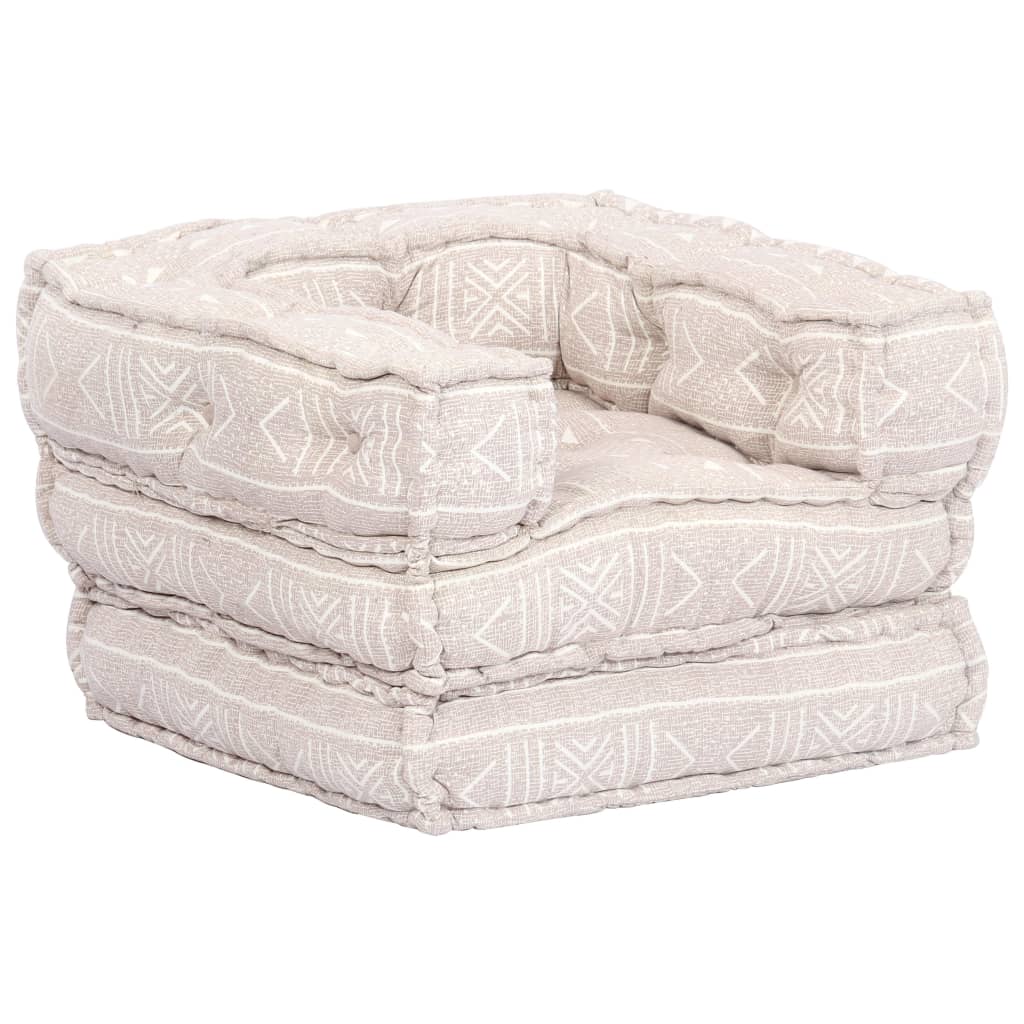 vidaXL Pouf modulaire 1 place en tissu beige