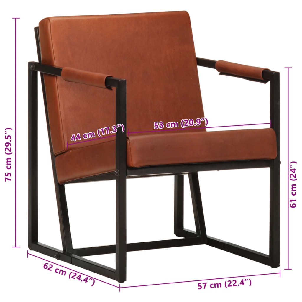 vidaXL Sessel Braun Echtleder
