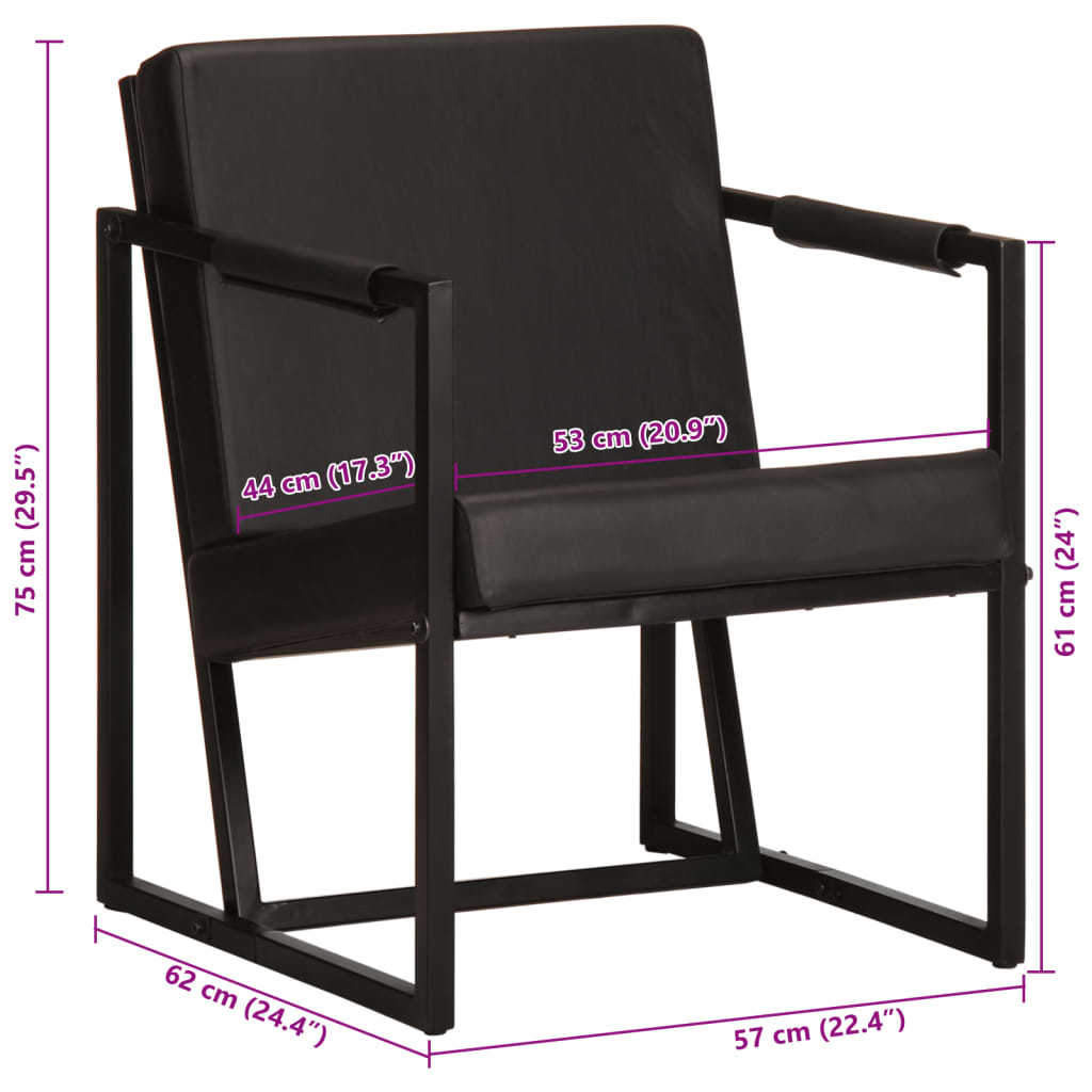 vidaXL Sessel Schwarz Echtleder