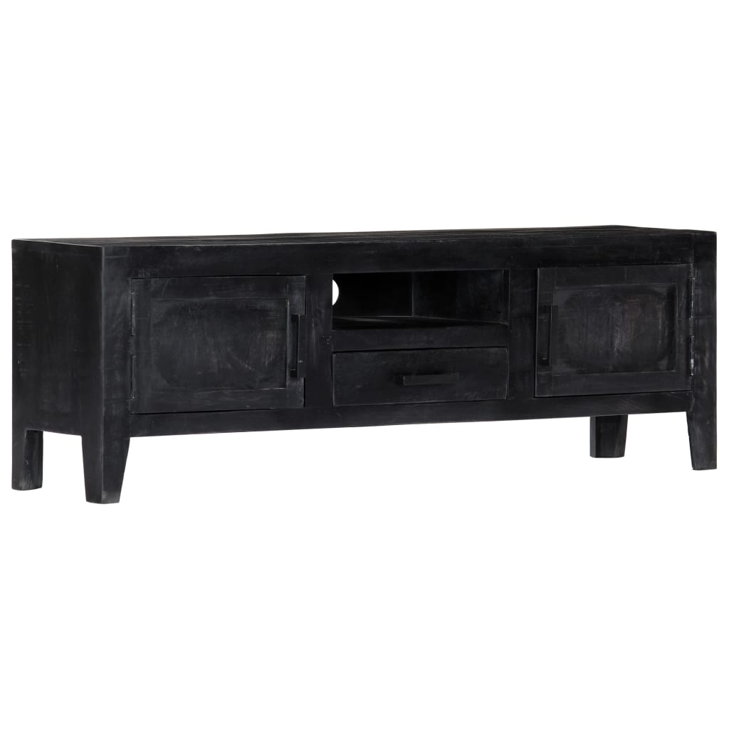 vidaXL Meuble TV Noir 118x30x40 cm Bois de manguier massif