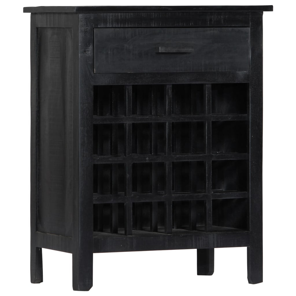 vidaXL Casier à vin noir 56 x 35 x 75 cm en bois de manguier massif