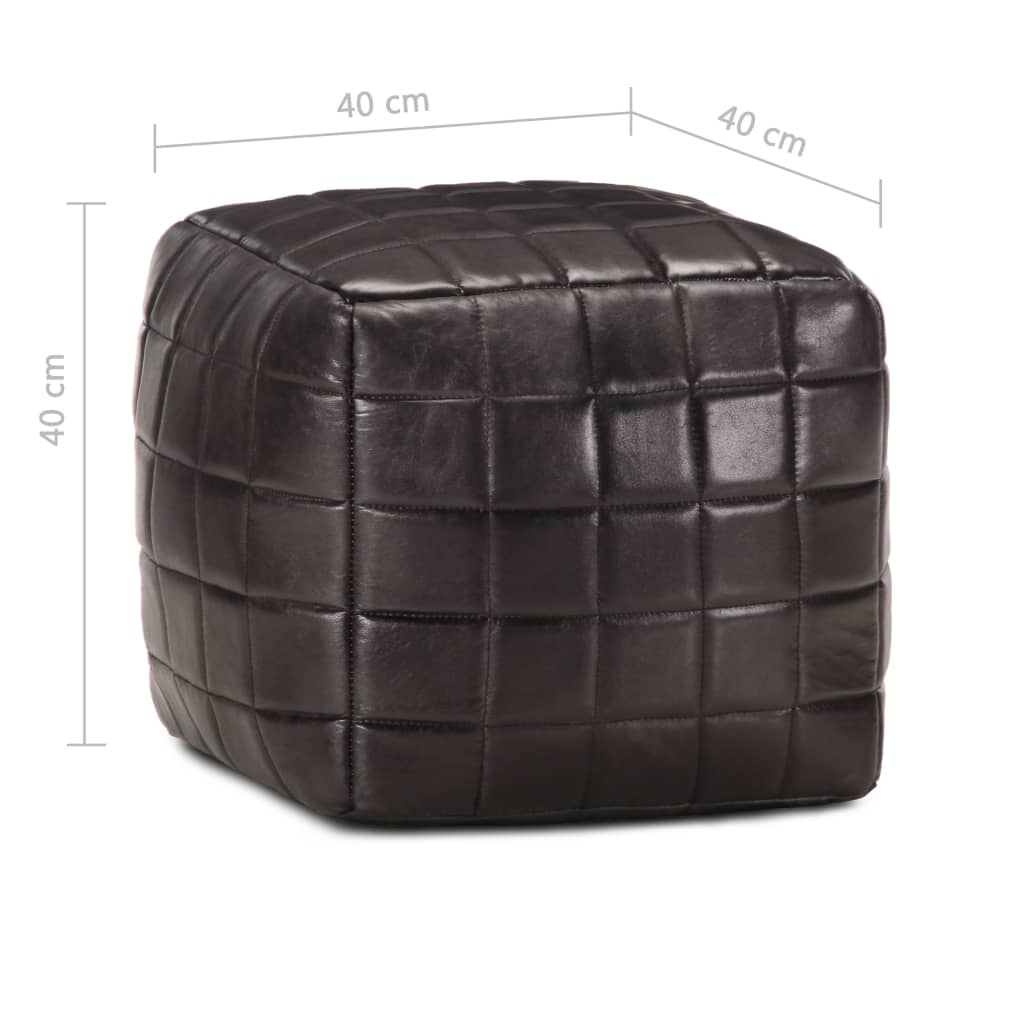 Pouf Schwarz 40 x 40 x 40 cm Echtes Ziegenleder