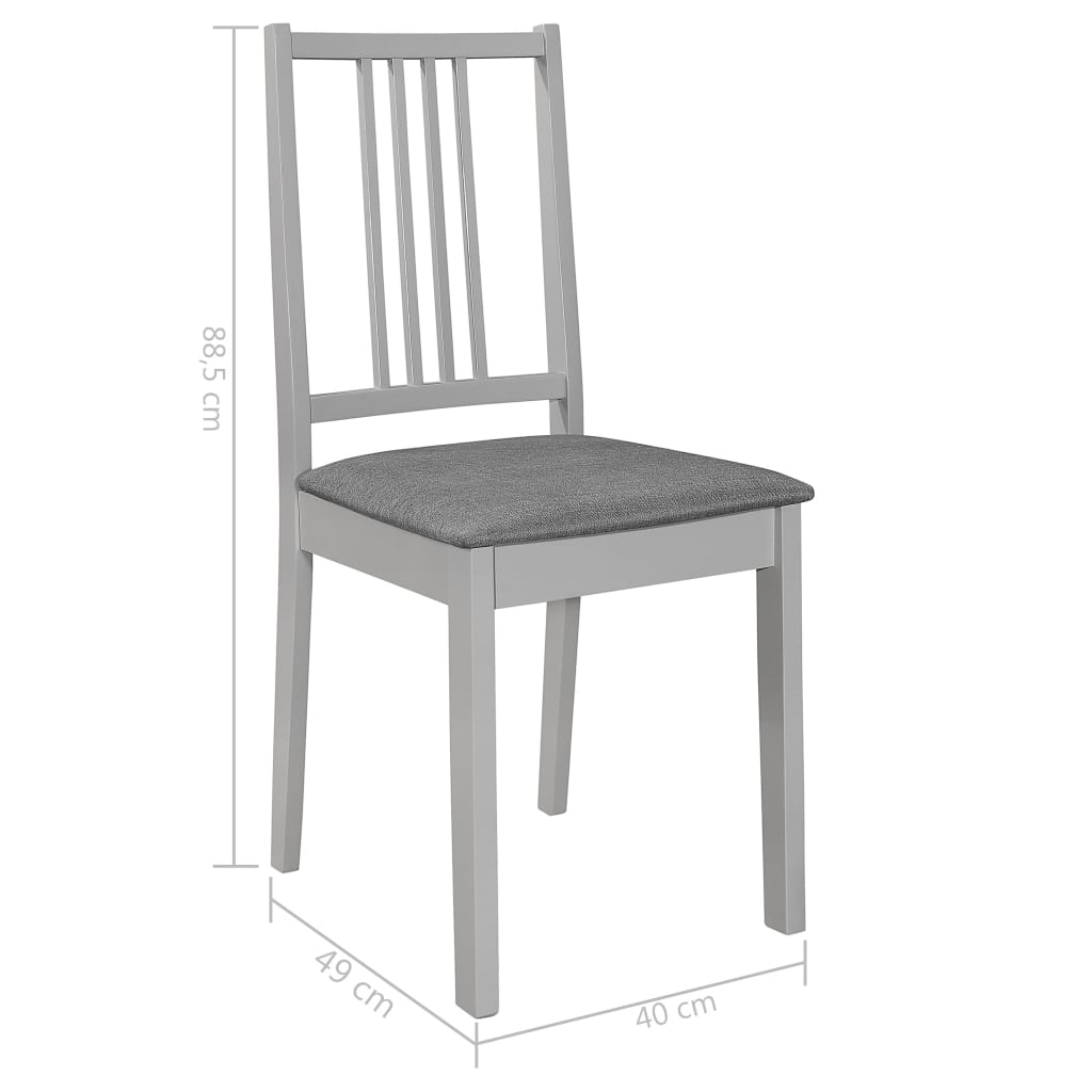 vidaXL Esszimmerstühle mit Kissen 2 Stk. Grau Massivholz