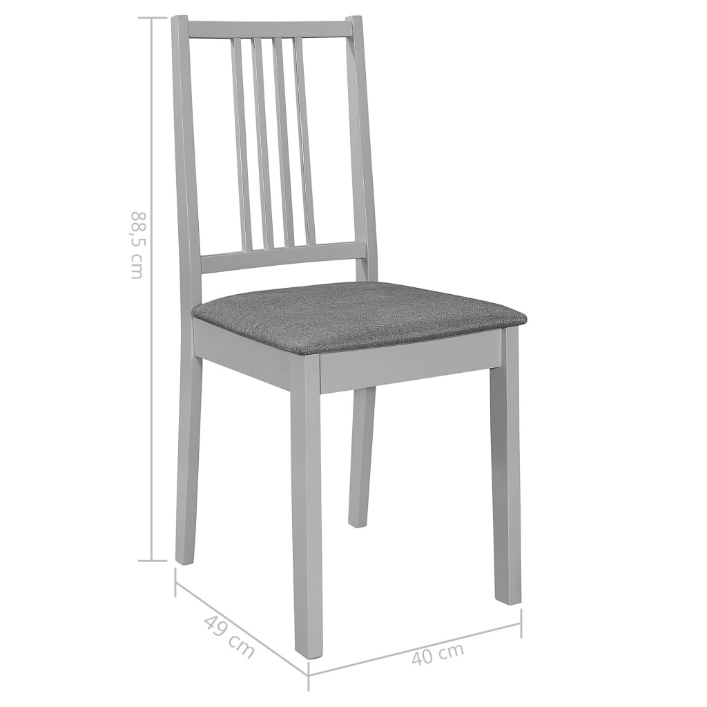vidaXL Esszimmerstühle mit Polstern 4 Stk. Grau Massivholz