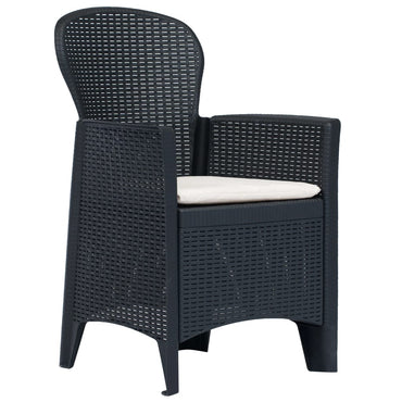 vidaXL 5-tlg. Garten-Essgruppe Kunststoff Anthrazit Rattan-Optik