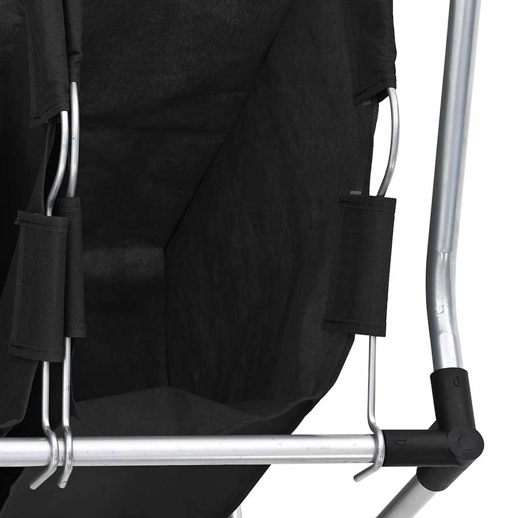 Wäschekorb mit 3 Taschen Schwarz Stahl