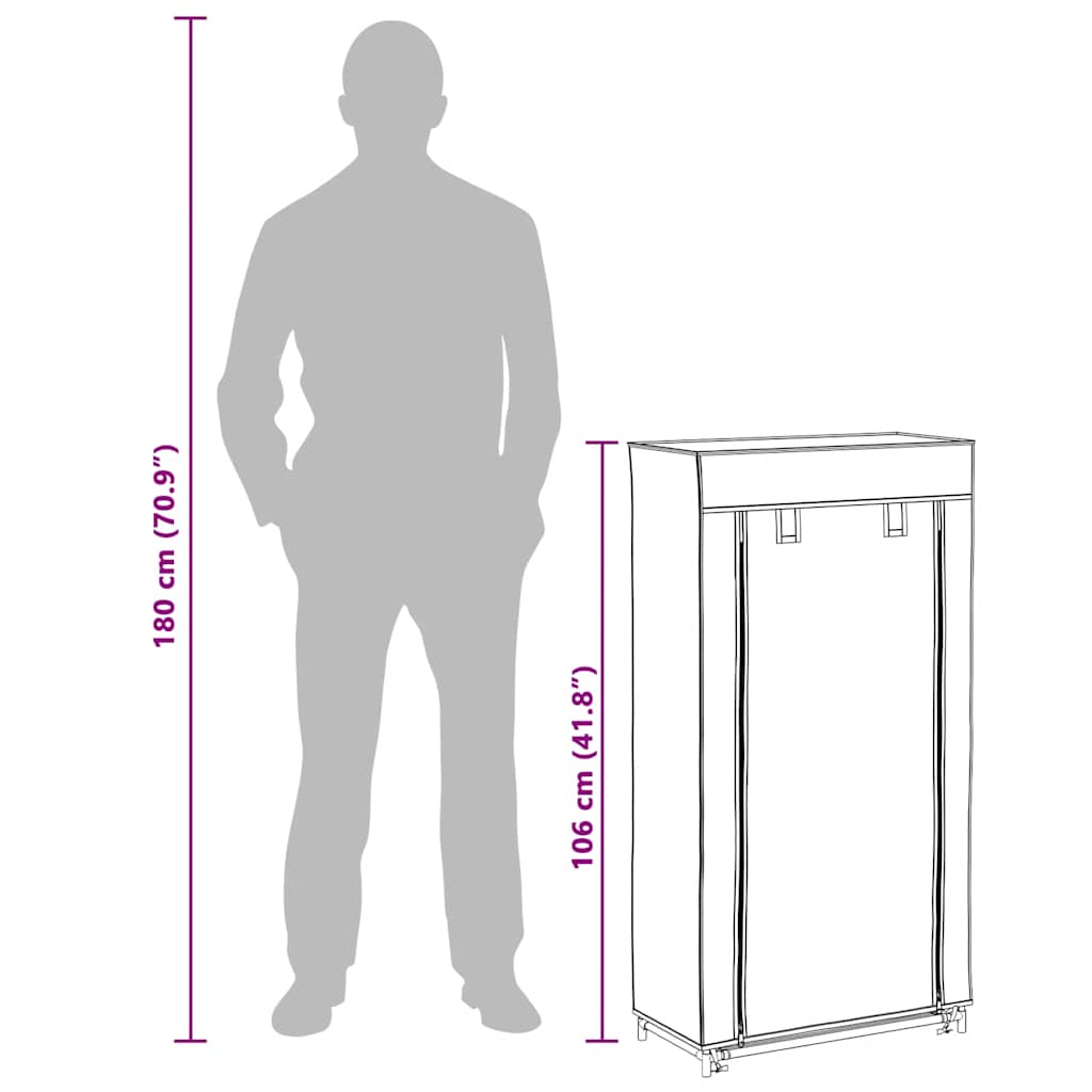 Schuhschrank mit Abdeckung Grau 58 x 28 x 106 cm Stoff