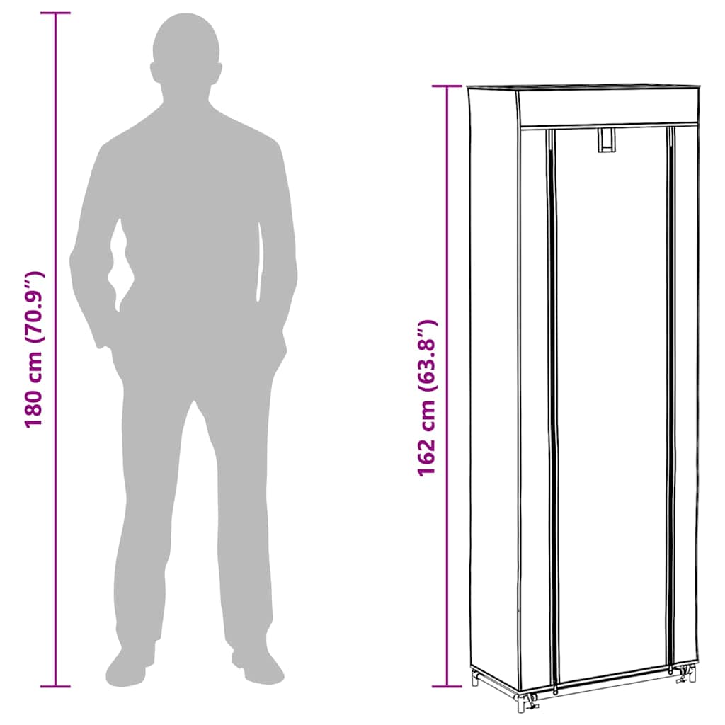 Schuhschrank mit Abdeckung Grau 57 x 29 x 162 cm Stoff