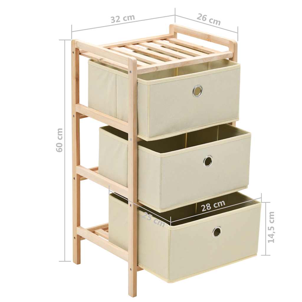 vidaXL Korb-Kommoden 2 Stk. mit 3 Stoffkörben Zedernholz Beige