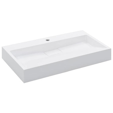 vidaXL Lavabo 80 x 46 x 11 cm en fonte minérale/marbre blanc