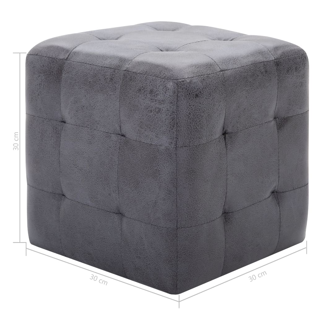 vidaXL Tables de chevet 2 pcs Gris 30x30x30 cm Aspect daim