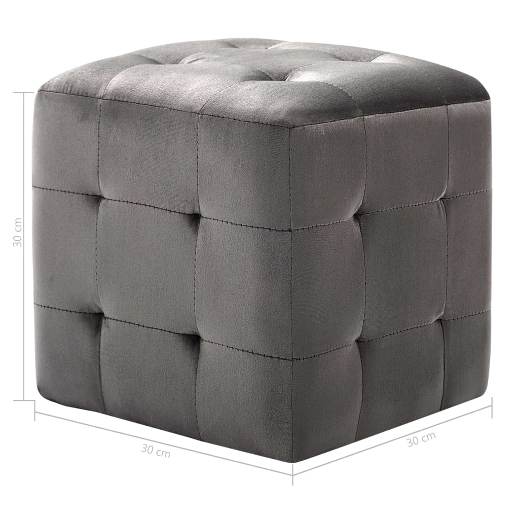 vidaXL Nachttische 2 Stk. Grau 30×30×30 cm Samtstoff
