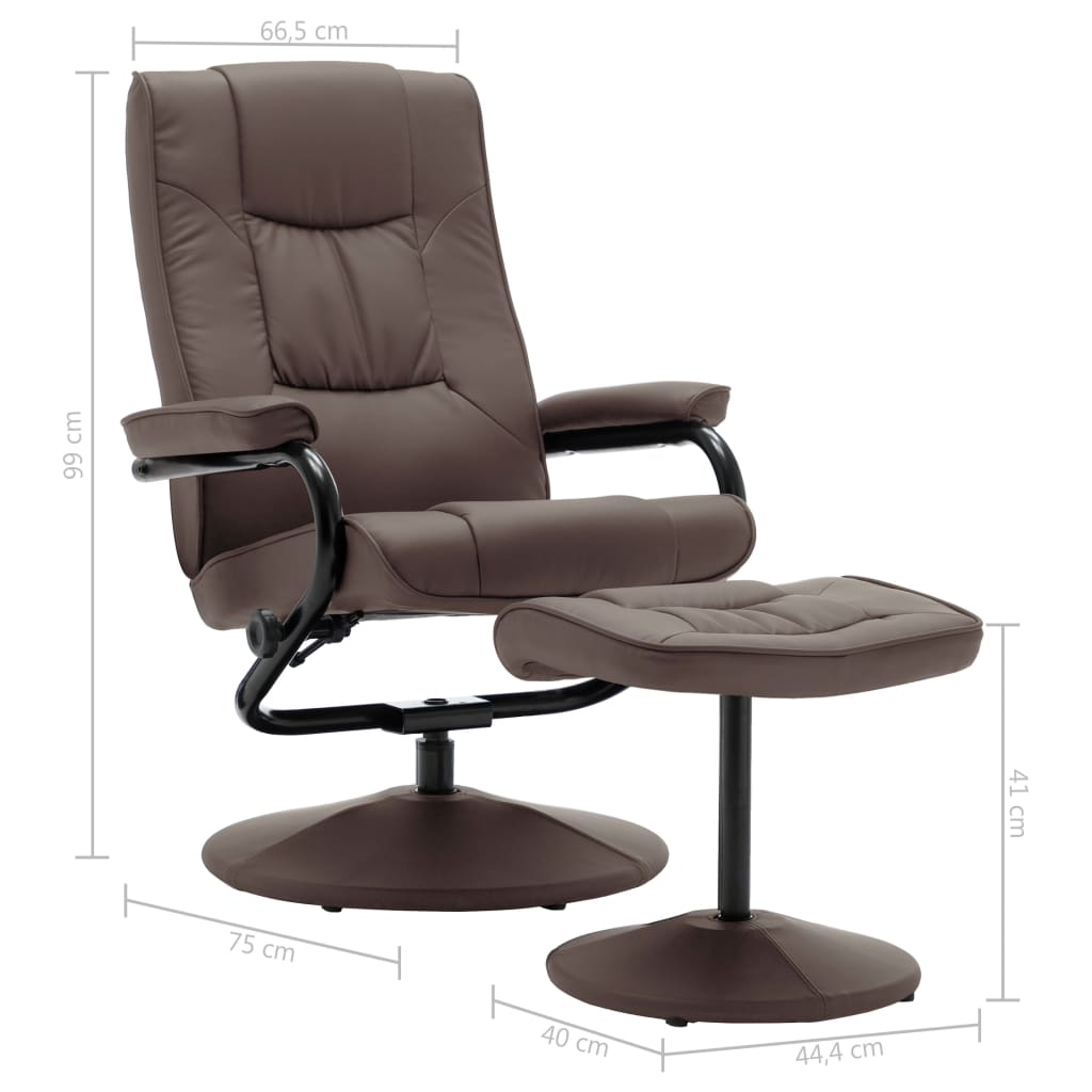 vidaXL TV-Sessel mit Fußhocker Braun Kunstleder