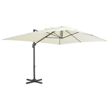 vidaXL Parasol avec support de parasol portable blanc sable