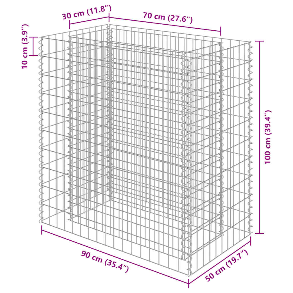 vidaXL Carré potager en gabion Acier galvanisé 90×50×100 cm