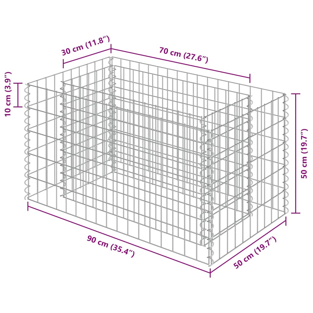 vidaXL Carré potager en gabion Acier galvanisé 90x50x50 cm