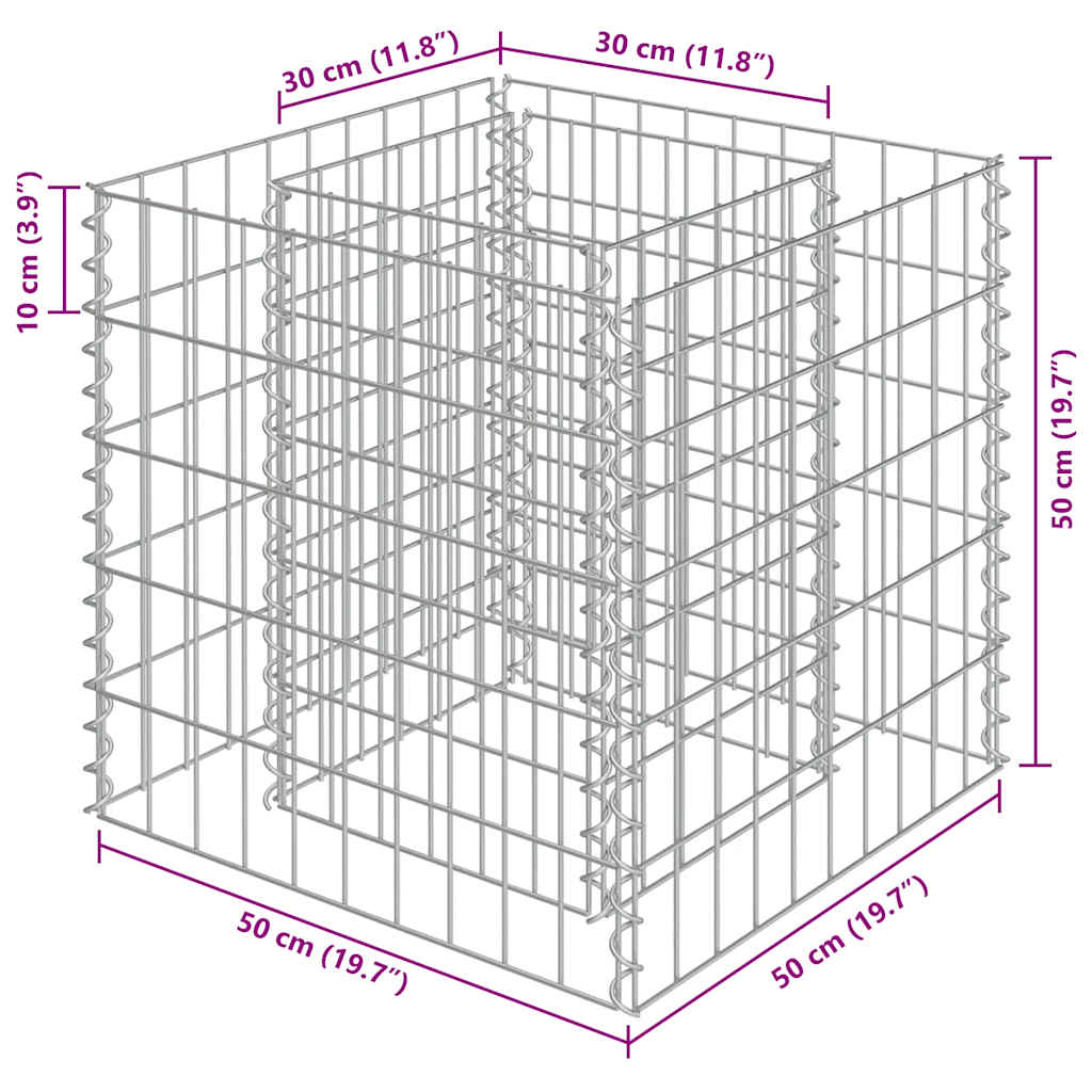 Gabionen-Hochbeet Verzinkter Stahl 50×50×50 cm