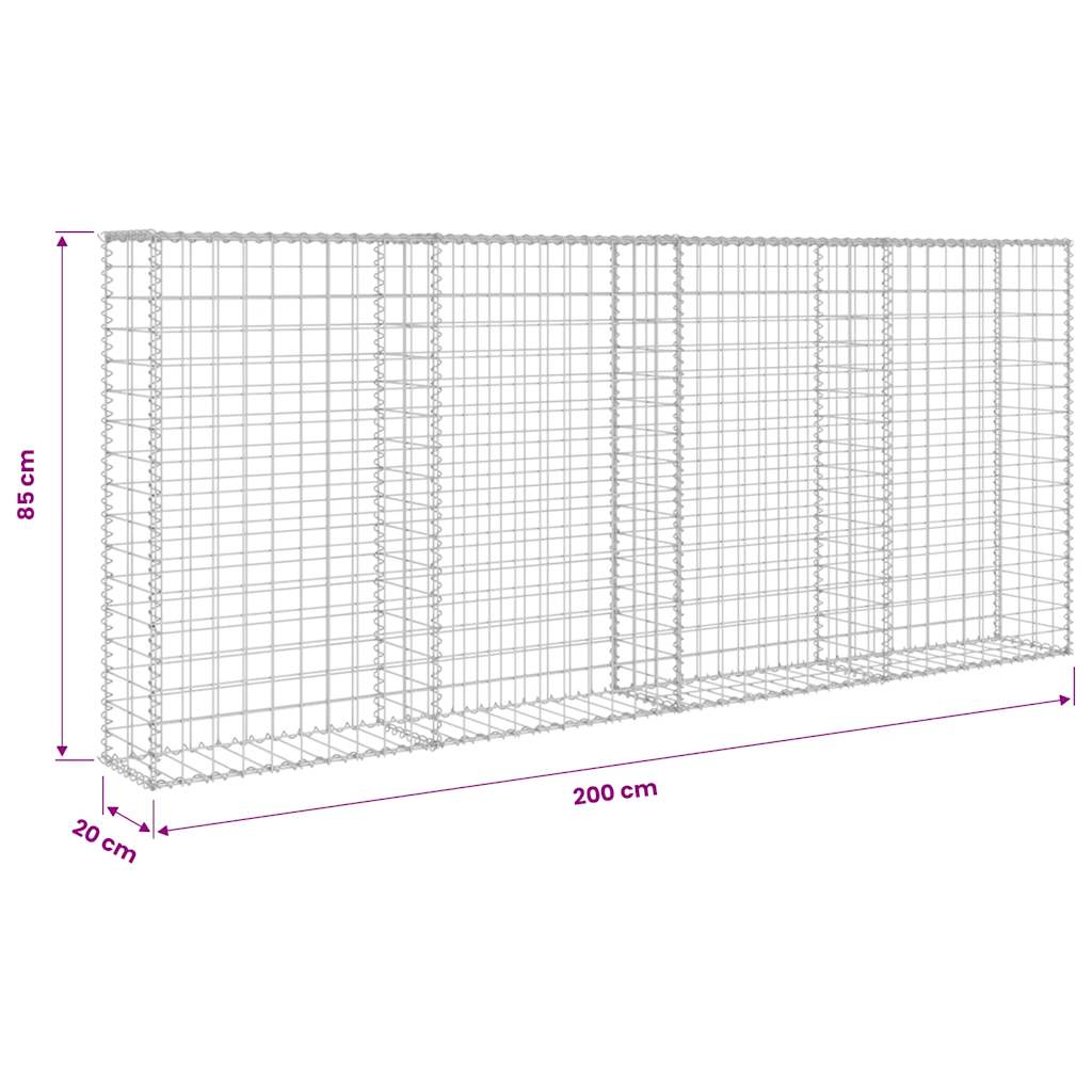 vidaXL Mur de gabion avec couvercle Acier galvanisé 200×20×85 cm