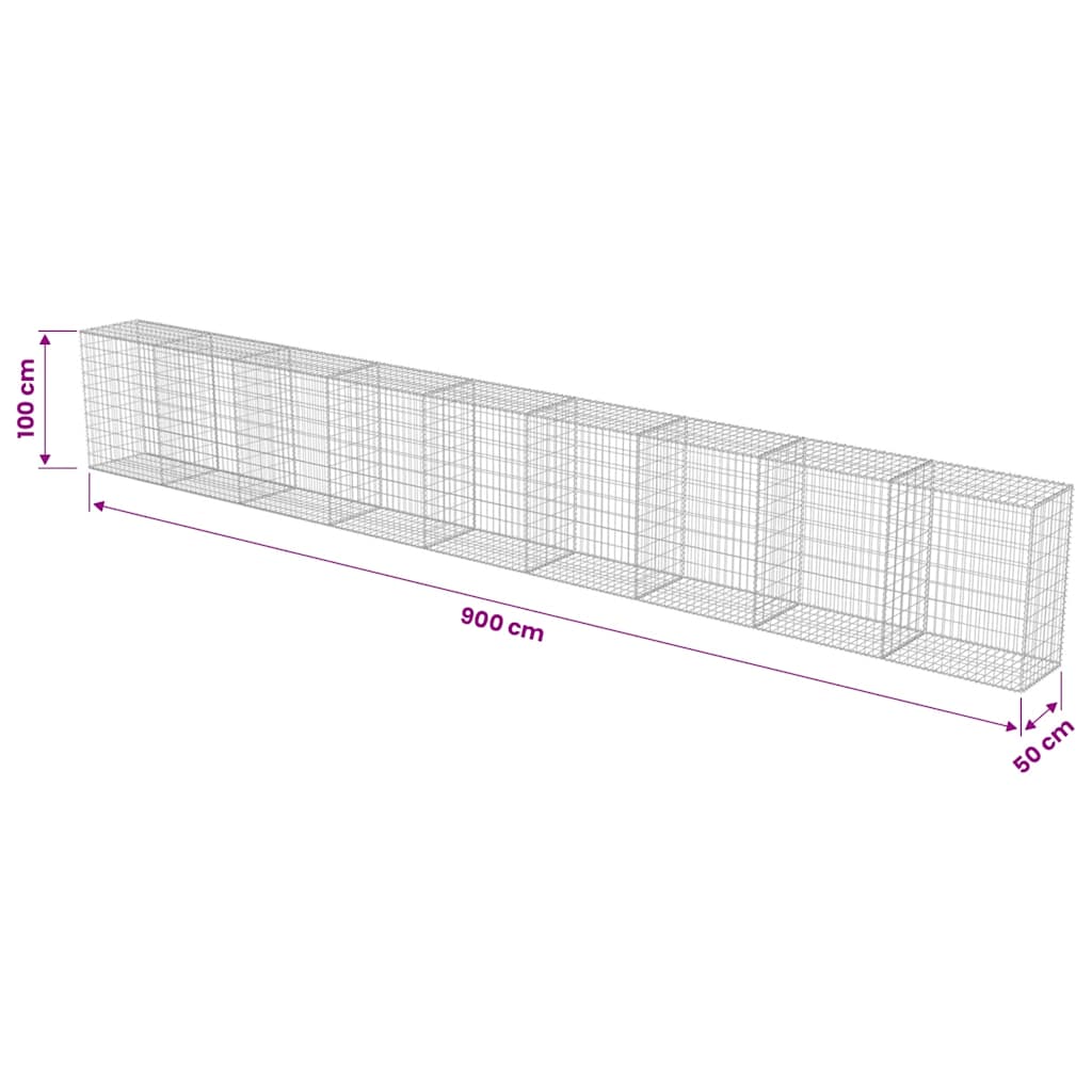 vidaXL Mur de gabions avec couvercle Acier galvanisé 900×50×100 cm