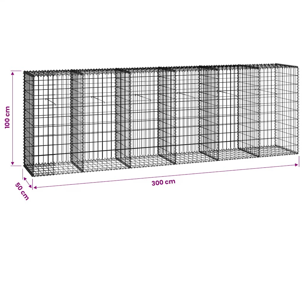 vidaXL Mur de gabions avec couvercle Acier galvanisé 300×50×100 cm