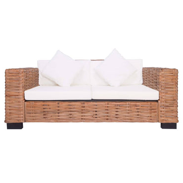 vidaXL 2-tlg. Gartensofas mit Polster Natürliches Rattan