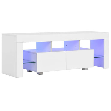 vidaXL Meuble TV avec lumières LED Blanc brillant 130x35x45 cm