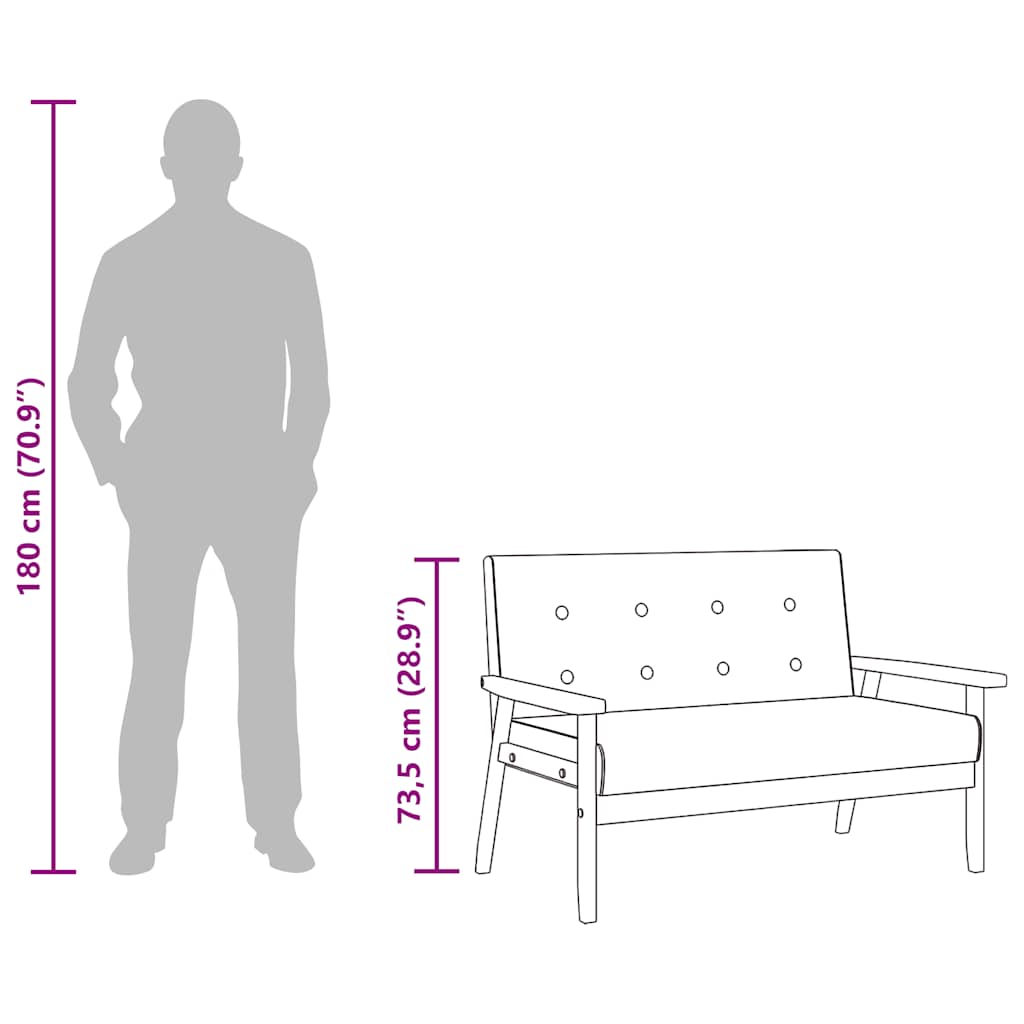 Sofa 2-Sitzer Schwarz Kunstleder