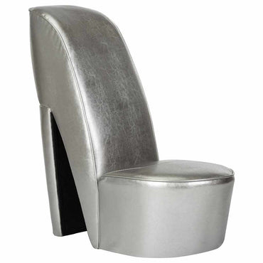 vidaXL Stuhl in Stöckelschuh-Form Silbern Kunstleder