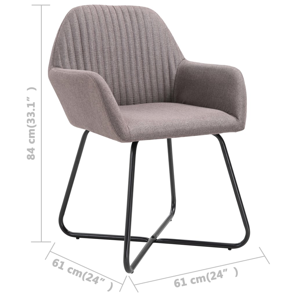vidaXL Chaises de salle à manger 2 pcs Taupe Tissu