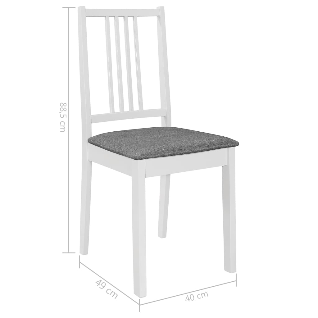 vidaXL Esszimmerstühle mit Polstern 6 Stk. Weiß Massivholz