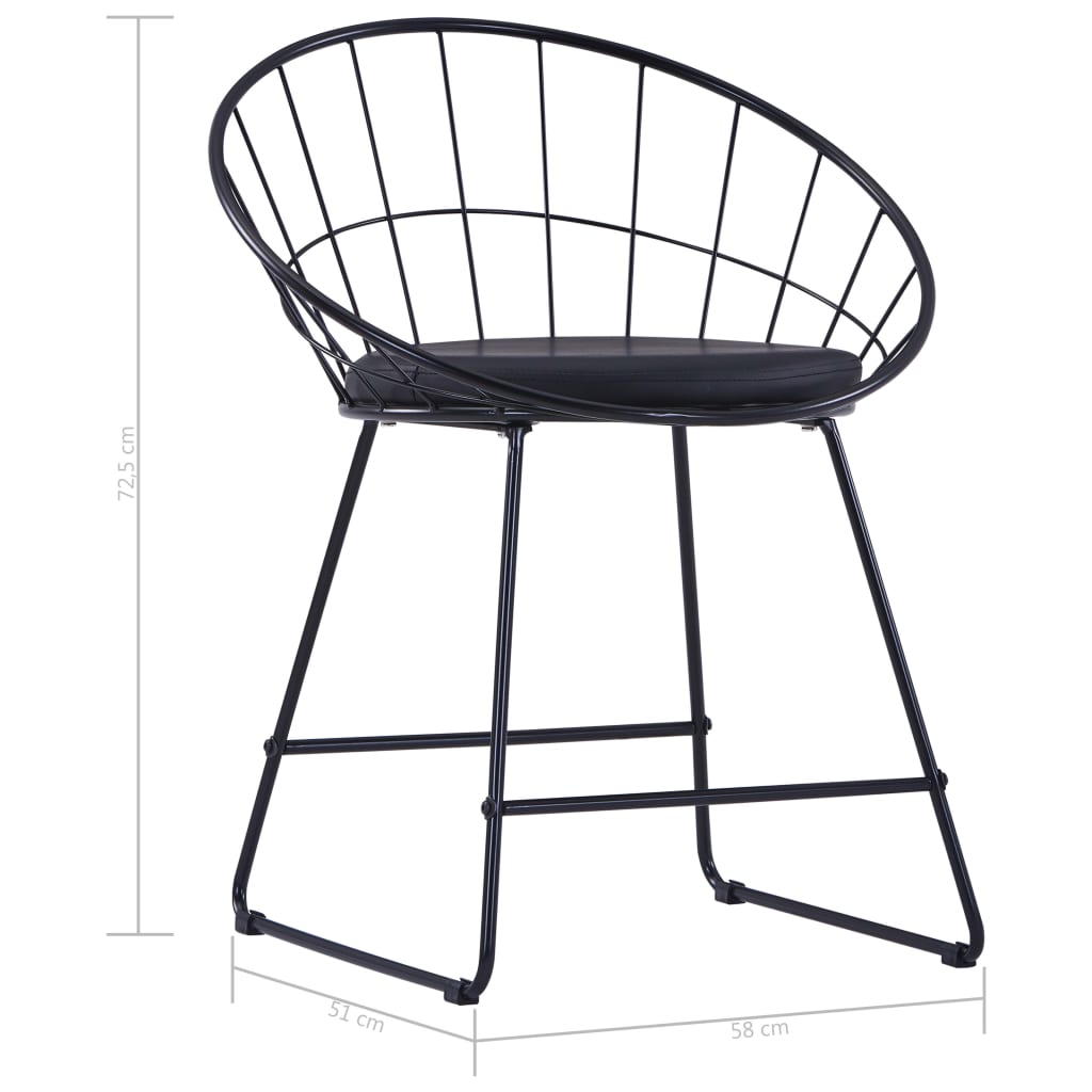 vidaXL Chaises de salle à manger avec assise en similicuir 4 pcs Noir Acier