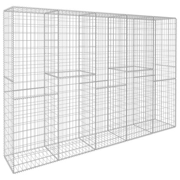 vidaXL Gabionenwand mit Abdeckung Verzinkter Stahl 300 x 50 x 200 cm