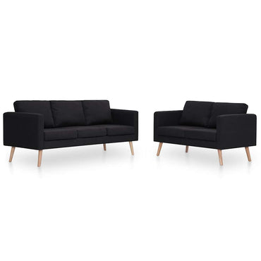 vidaXL 2-tlg. Sofagarnitur Stoff Schwarz