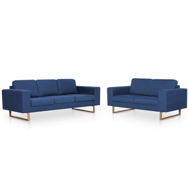 vidaXL 2-tlg. Sofagarnitur Stoff Blau