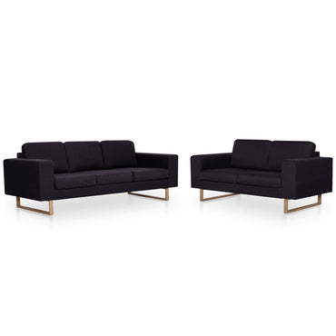vidaXL 2-tlg. Sofagarnitur Stoff Schwarz