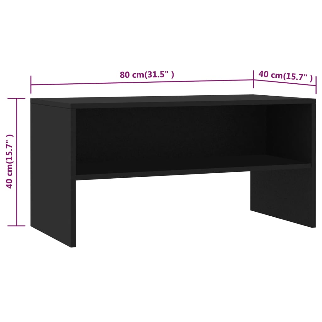 vidaXL Meuble TV Noir 80x40x40 cm Bois d'ingénierie