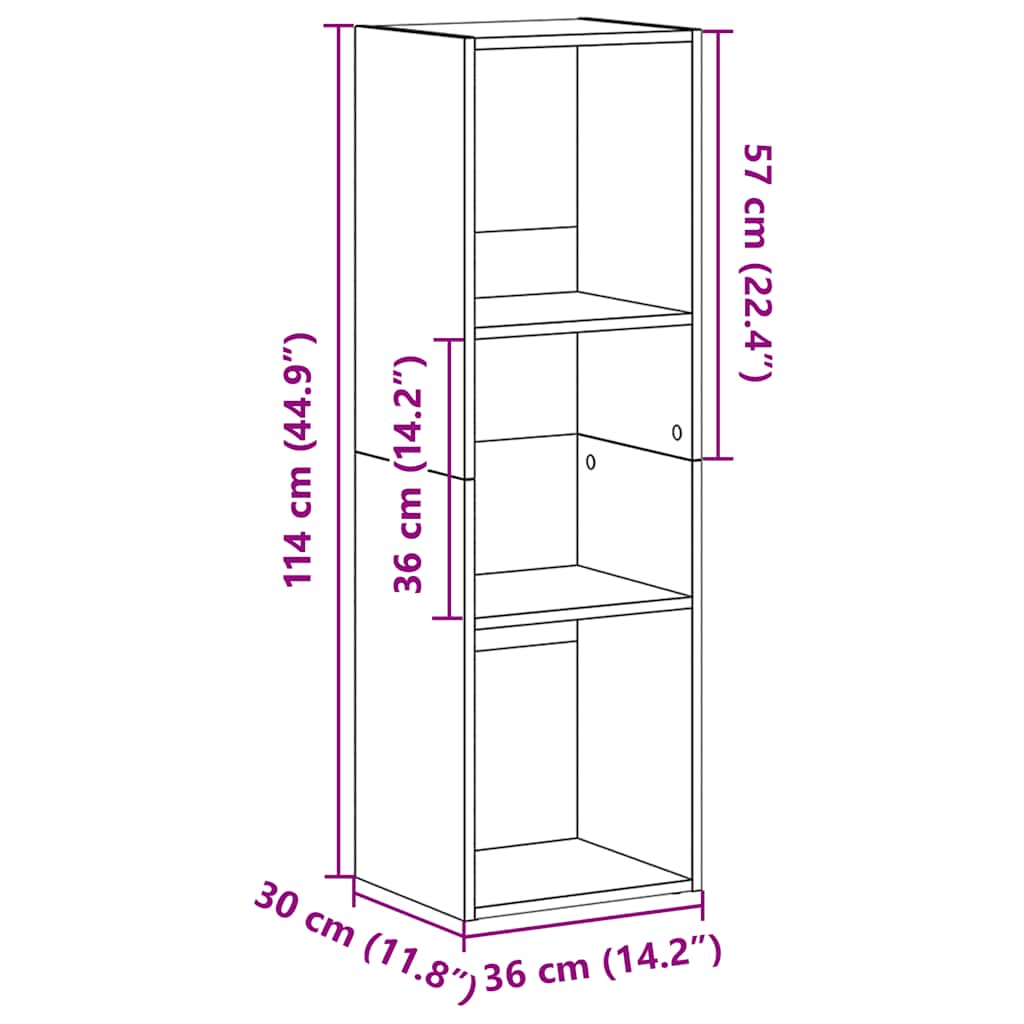 Bücherregal/TV-Schrank Betongrau 36x30x114 cm Holzwerkstoff