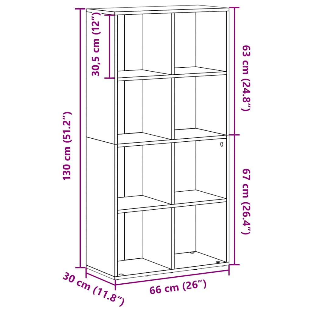 Bücherregal/Sideboard Betongrau 66×30×130 cm Holzwerkstoff