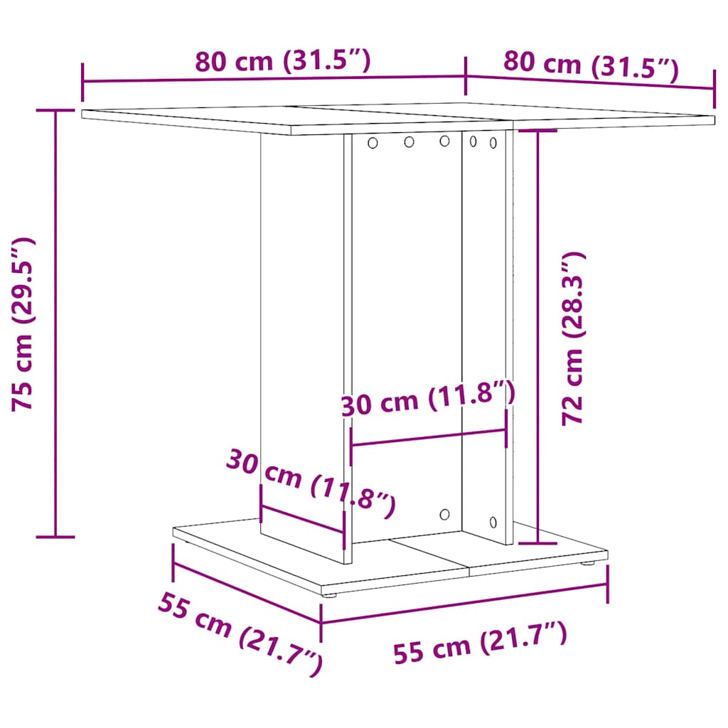 Esstisch Sonoma-Eiche 80x80x75 cm Holzwerkstoff