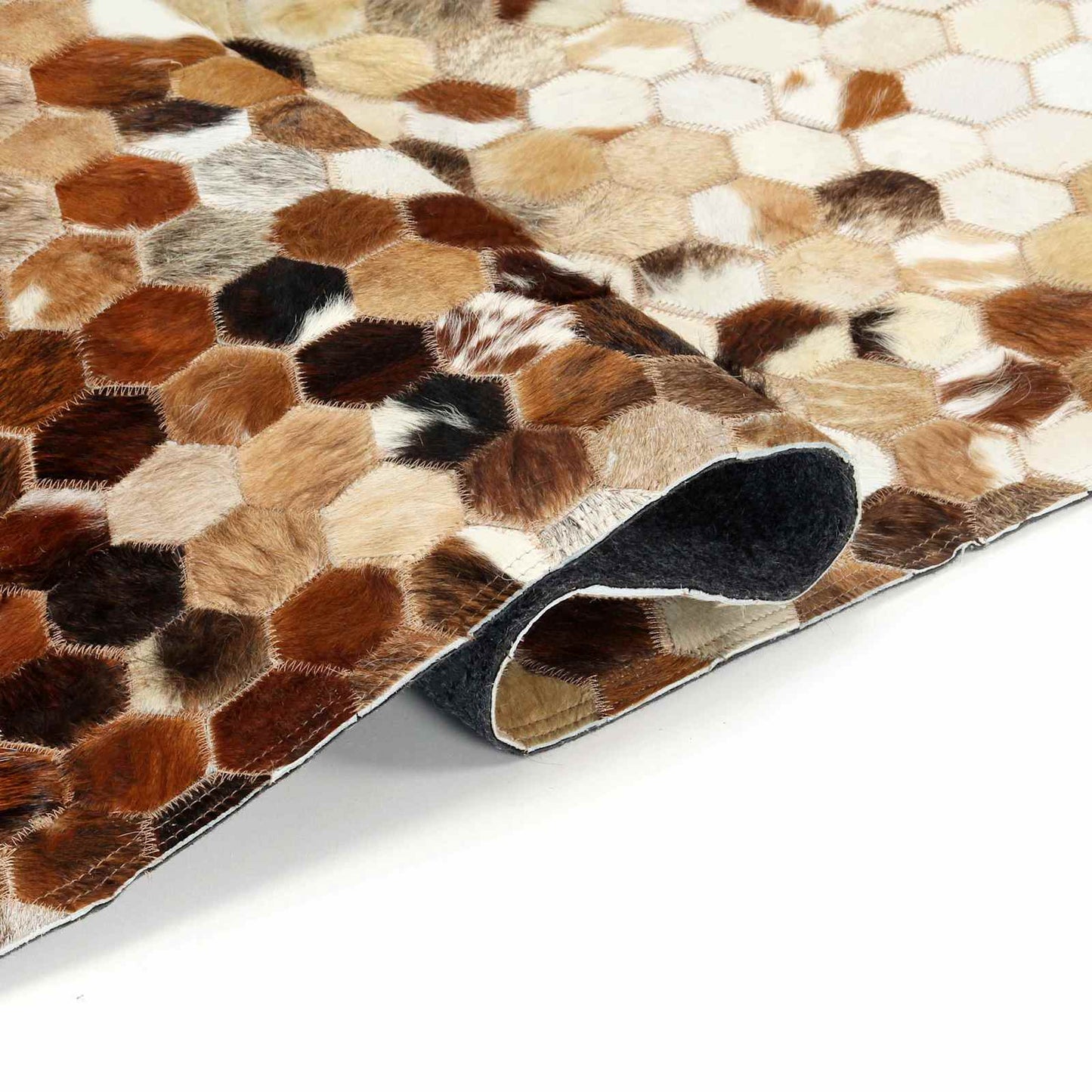 vidaXL Tapis en cuir patchwork vachette marron 170 x 120 cm Cuir