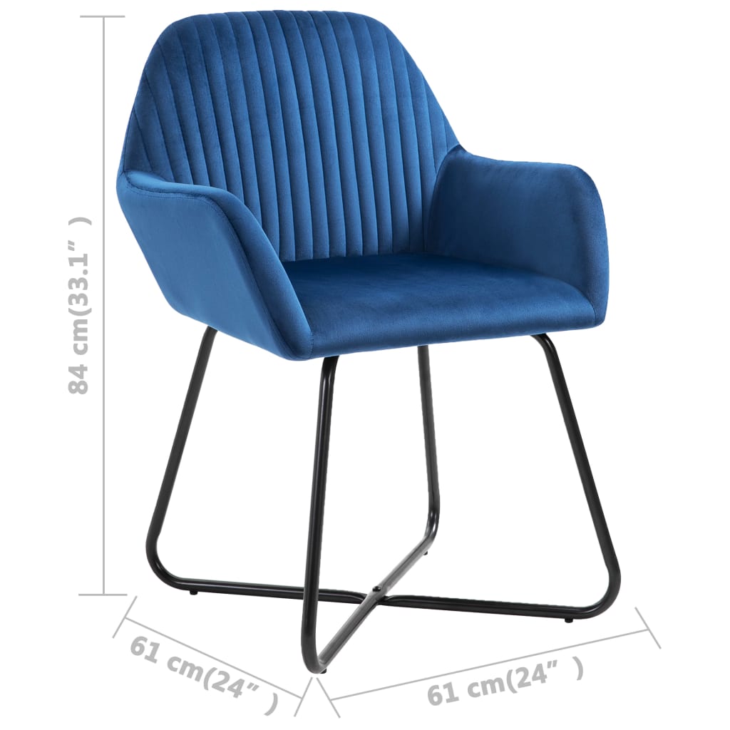 vidaXL Chaises de salle à manger 4 pcs Velours bleu
