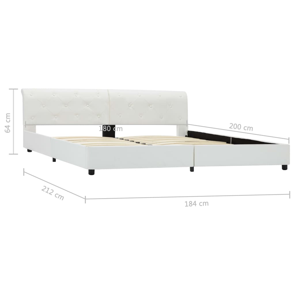 Bettgestell Weiß Kunstleder 180×200 cm