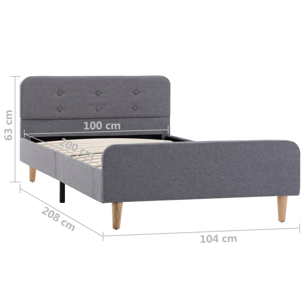 Bettgestell Hellgrau Stoff 100x200 cm