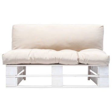 vidaXL Outdoor-Sofa Paletten mit Kissen in Sandfarben Kiefernholz