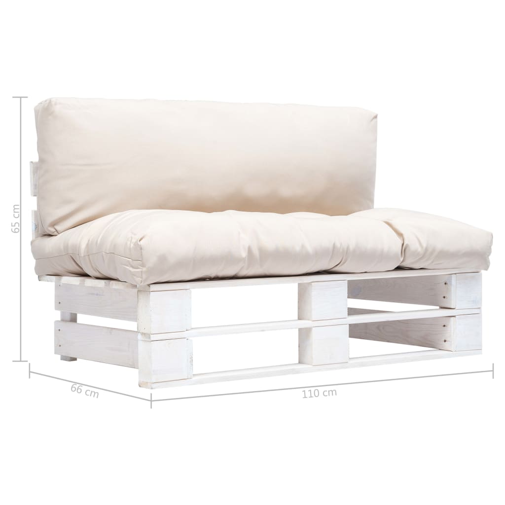 vidaXL Outdoor-Sofa Paletten mit Kissen in Sandfarben Kiefernholz