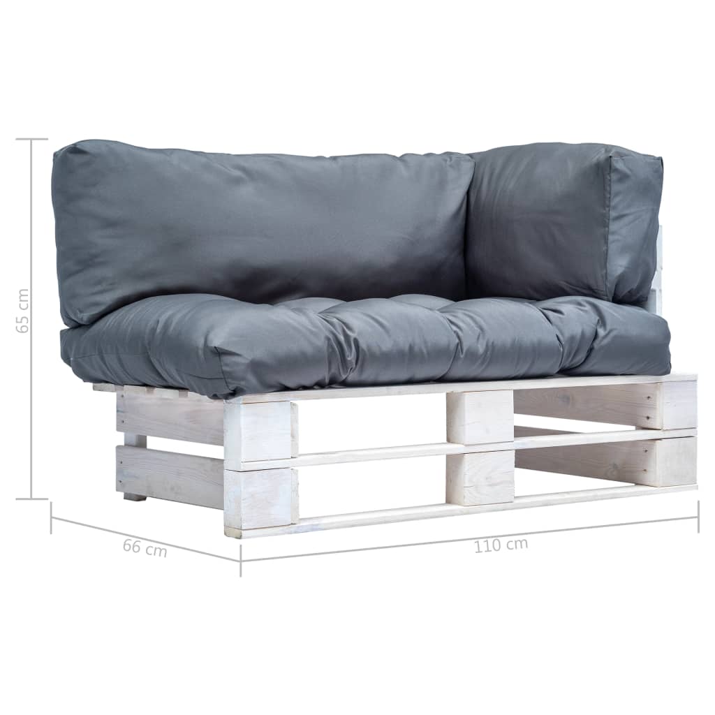 vidaXL Canapé de jardin en palettes avec coussins gris Bois de pin